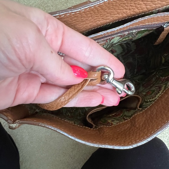 Dooney & Bourke pebbled camel leather square bag purse - Picture 10 of 13